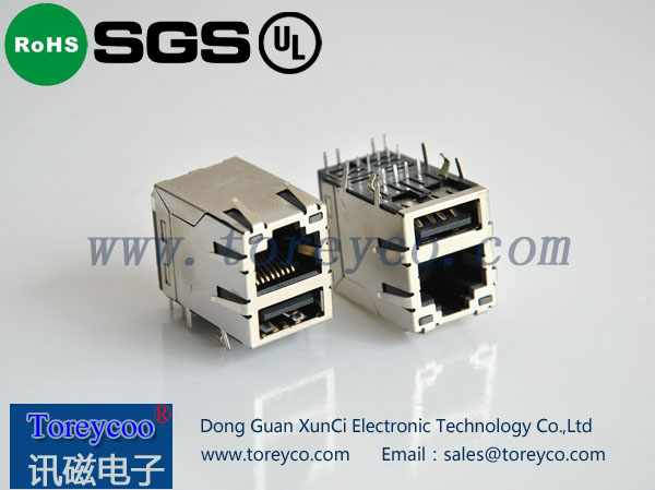 RJ45+单层USB