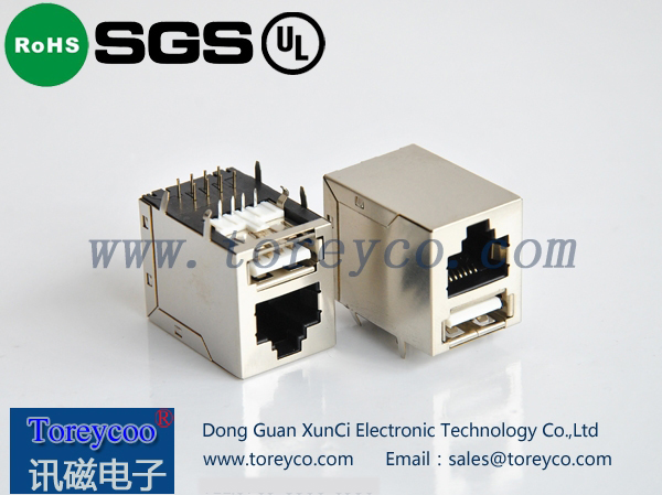 RJ45+单层usb网络插座